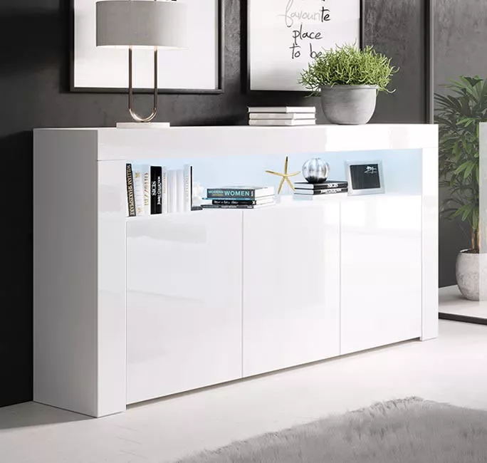 Aparador modelo Aker color blanco brillo