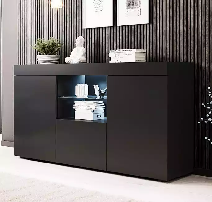 Aparador Negro Mate Modelo Natolia 