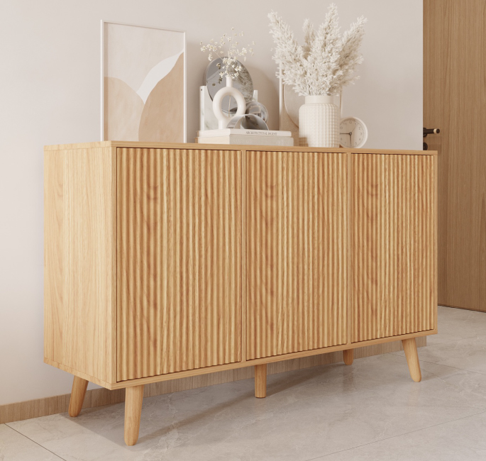 Aparador color Roble Alba 120 cm con puertas acanaladas Renzo