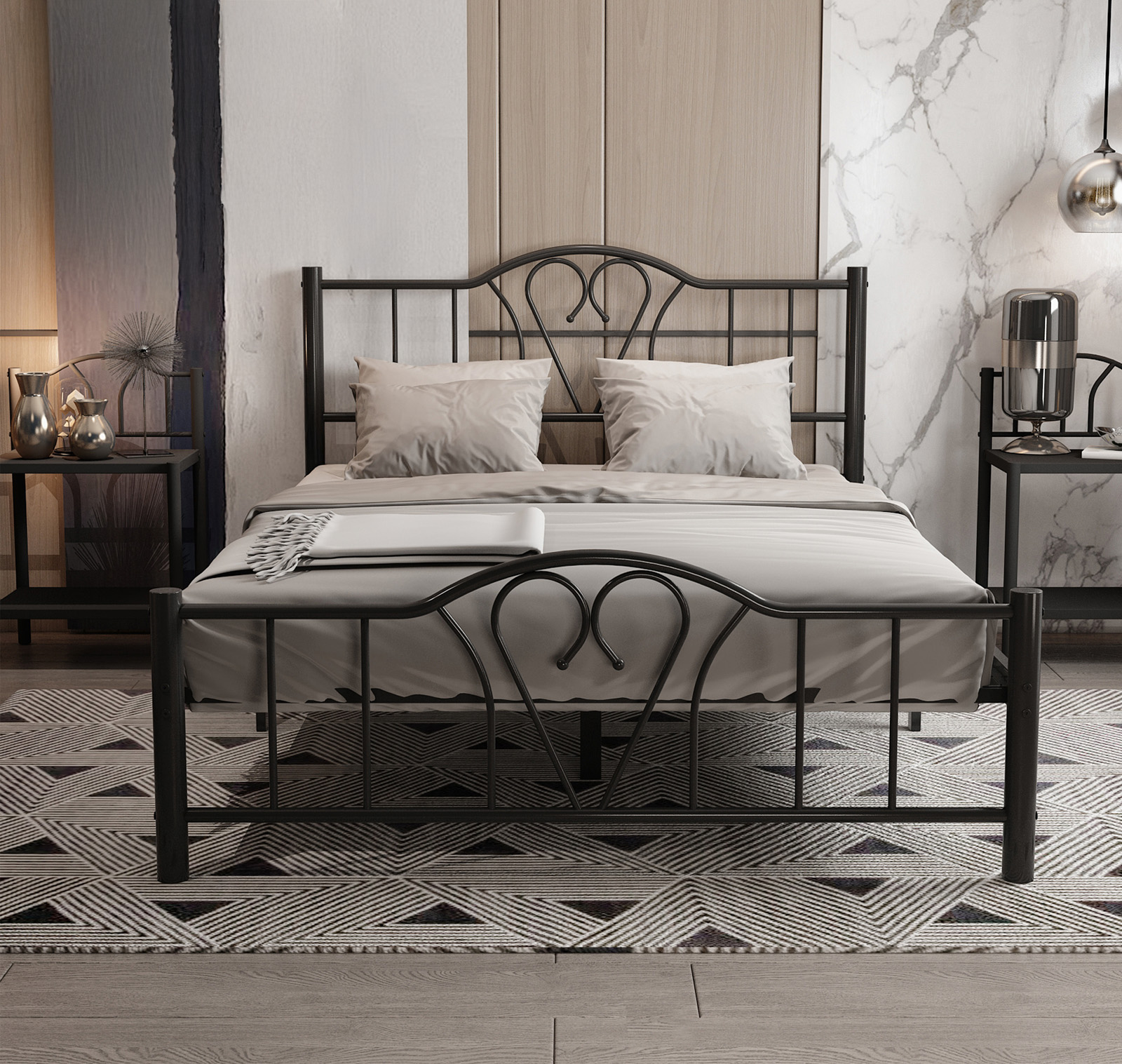 Cama de matrimonio Abril Negro