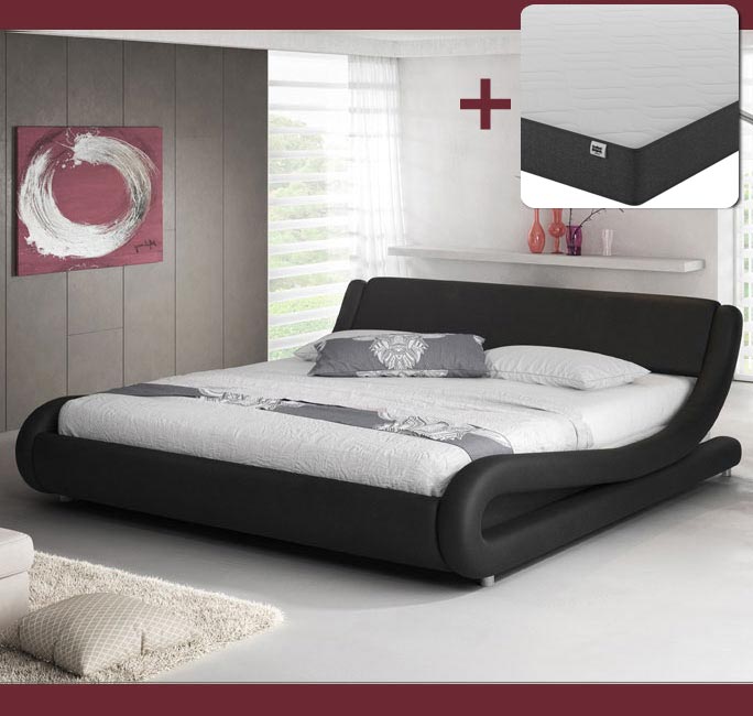 Cama de diseño Alessia en color negro con colchón