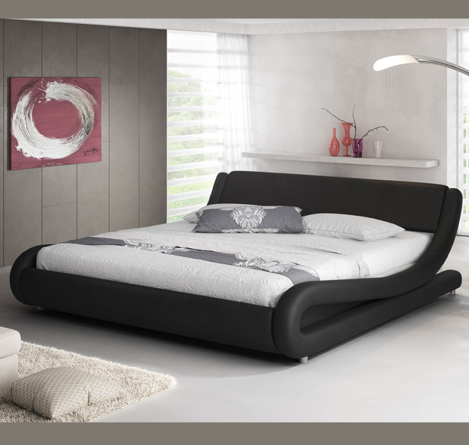 Cama de diseño Alessia en color negro para diferentes tamaños de colchón