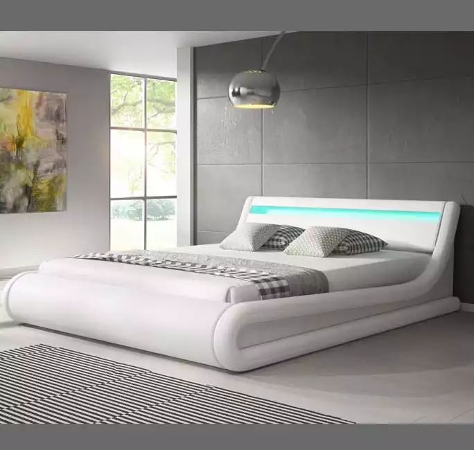 Cama de matrimonio con canapé Parisina en color blanco (140x190cm)