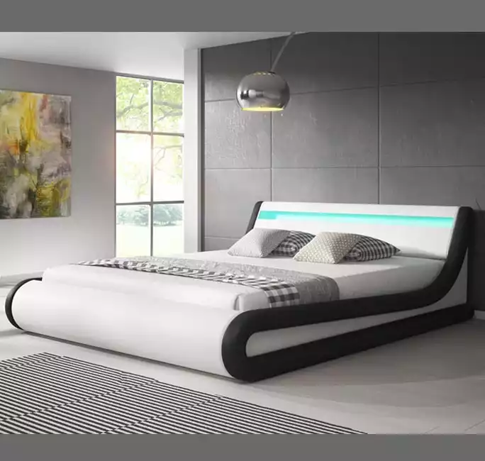 Cama de matrimonio con canapé Parisina Blanco/Negro