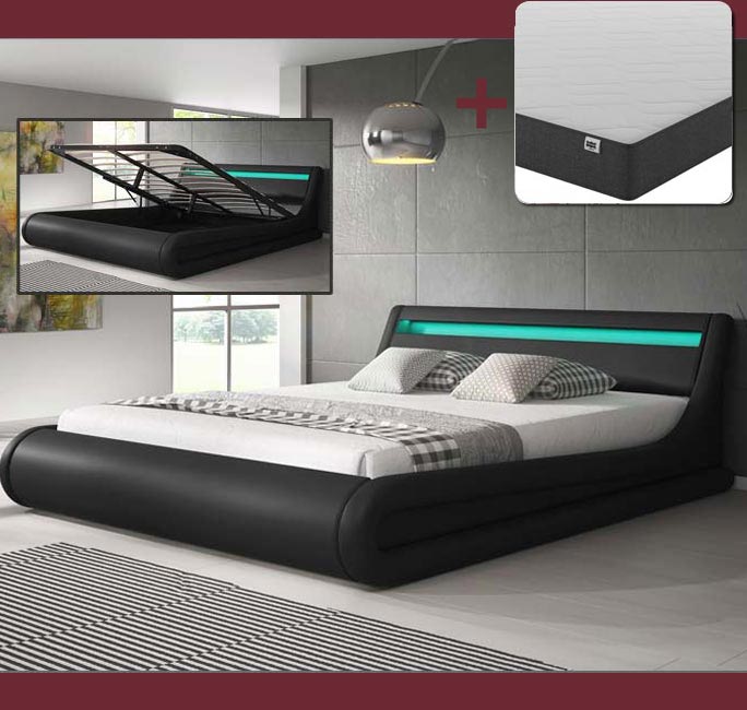 Cama de diseño Parisina en color negro con colchón