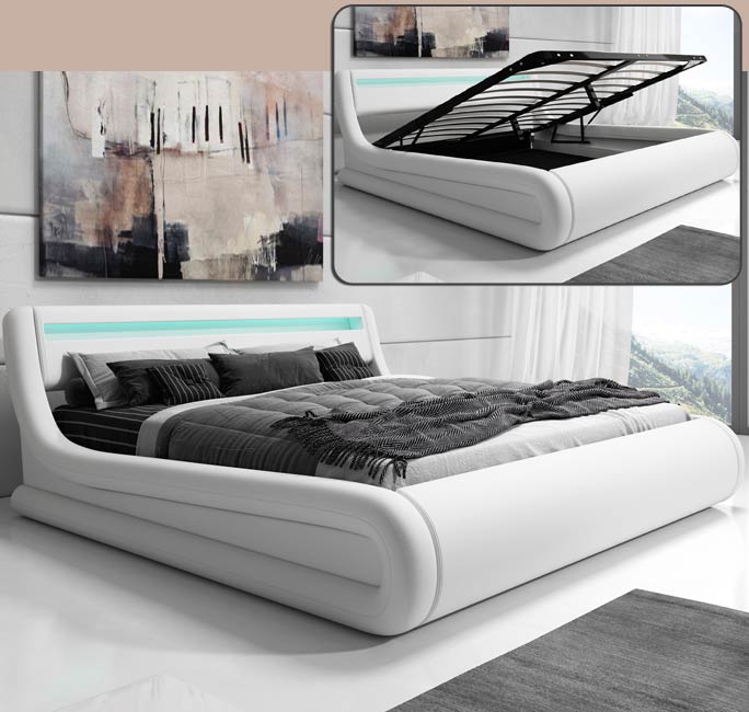 Cama doble de diseño Rodas en color blanco