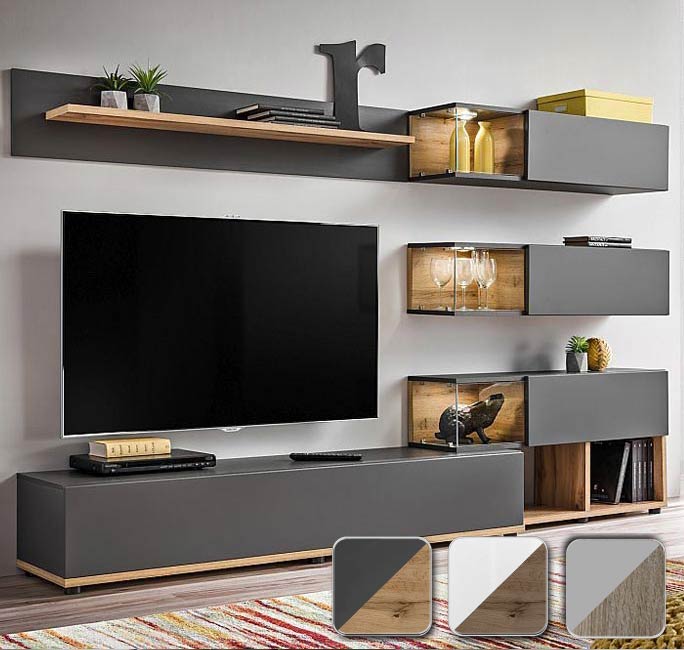 Mueble Salón Belic - Muebles Polque - Venta Online - Mueble tv estantería