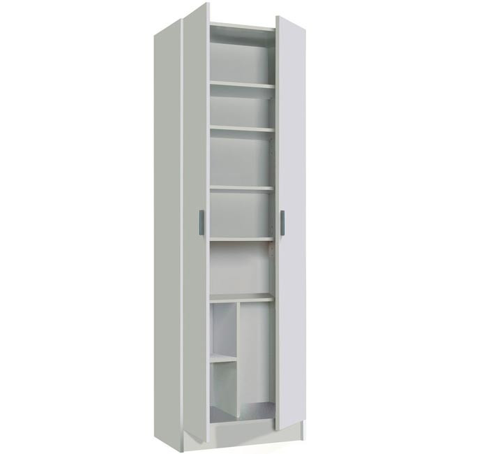 Armario multiusos blanco 2 puertas + 7 estantes modelo 7146O