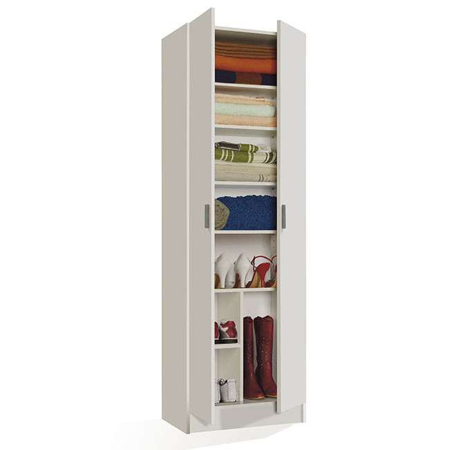 Armario Multiusos Blanco 2 Puertas 7 Estantes Modelo 7146o