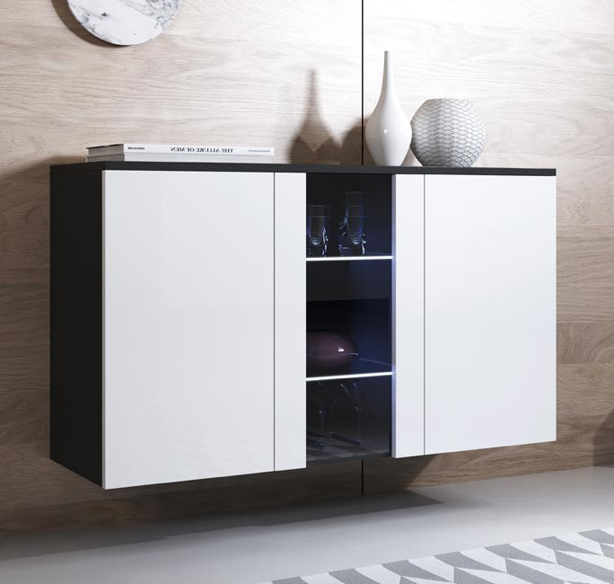120x70cm Colgante Color Negro y Blanco muebles bonitos Aparador Modelo Luke A1