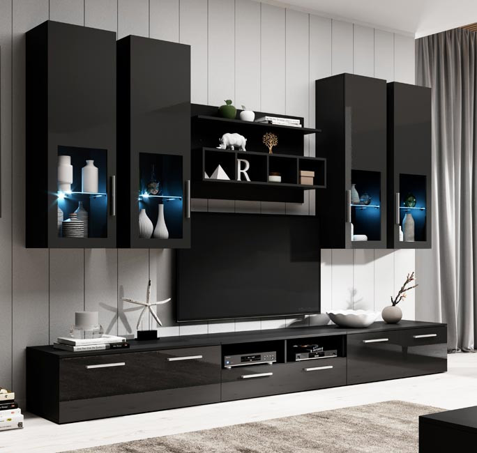 Mueble de salon modelo Acosta color negro 3 m
