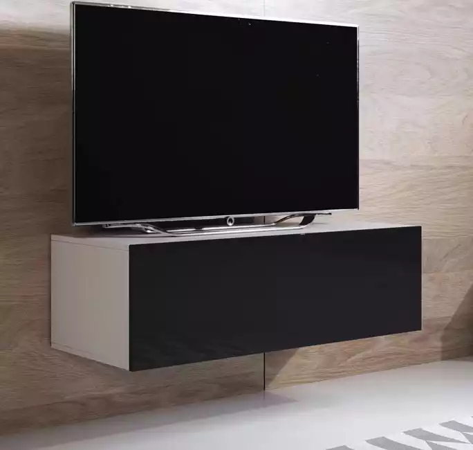 Mueble TV modelo Luke H1 (100x30cm) color blanco y negro ⟦ʀᴇᴀᴄᴏɴᴅɪᴄɪᴏɴᴀᴅᴏ⟧