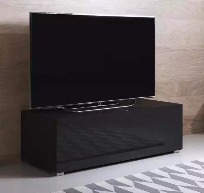 Mueble TV modelo Luke H1 (100x32cm) color negro con patas estándar ⟦SEGUNDA VIDA⟧