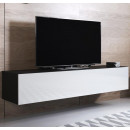 Mueble TV modelo Luke H2 (160x30cm) color negro y blanco ⟦SEGUNDA VIDA⟧