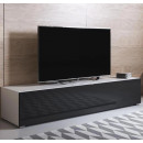 Mueble TV modelo Luke H2 (160x32cm) color blanco y negro con patas estándar ⟦SEGUNDA VIDA⟧