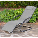 Tumbona wave Lounger - Aluminum - Grey on Matte Black 