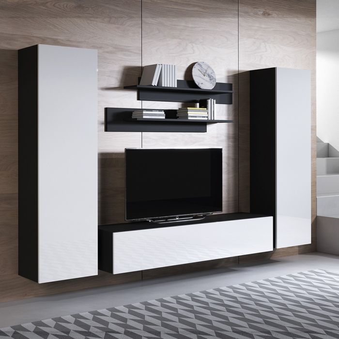 Conjunto de muebles Luke 7D negro y blanco (2,6m)
