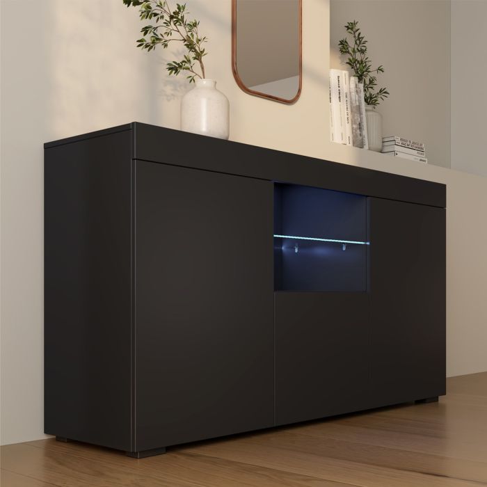 Aparador modelo Natolia color negro mate 150 x 83 cm.