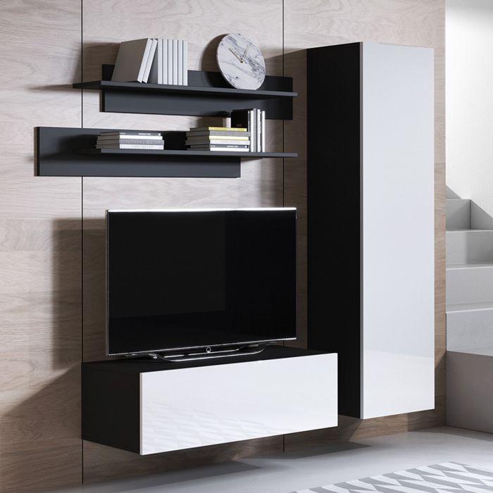 Conjunto de muebles Luke 1D negro y blanco (1,6m)