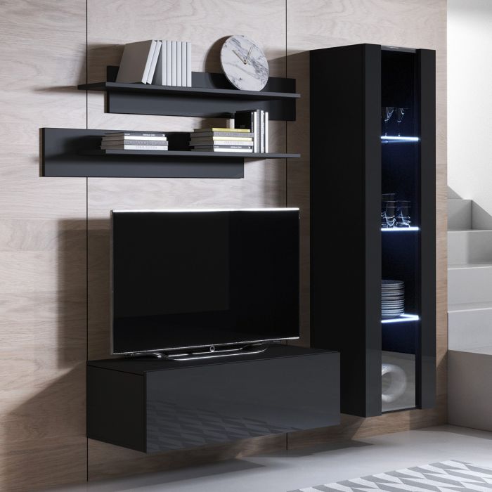 Conjunto de muebles Luke 2B negro (1,6m)