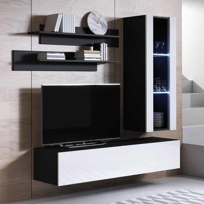 Conjunto de muebles Luke 5D negro y blanco (1,6m)