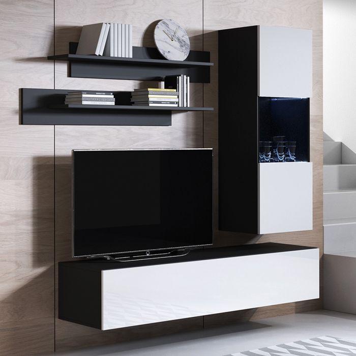Conjunto de muebles Luke 6D negro y blanco (1,6m)
