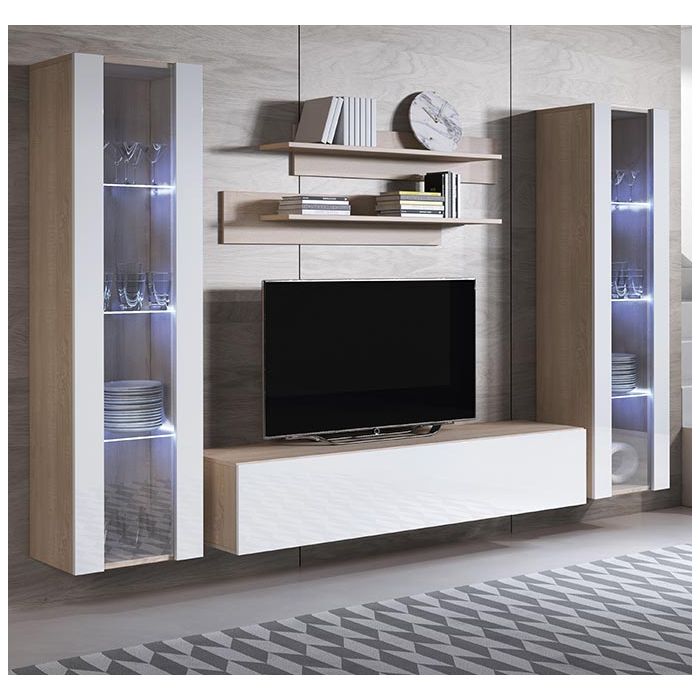 ESConjunto de muebles Luke 8E sonoma y blanco (2,6m)