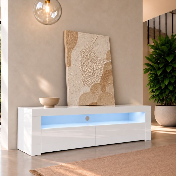 Mueble TV modelo Aker (140x50,5cm) color blanco