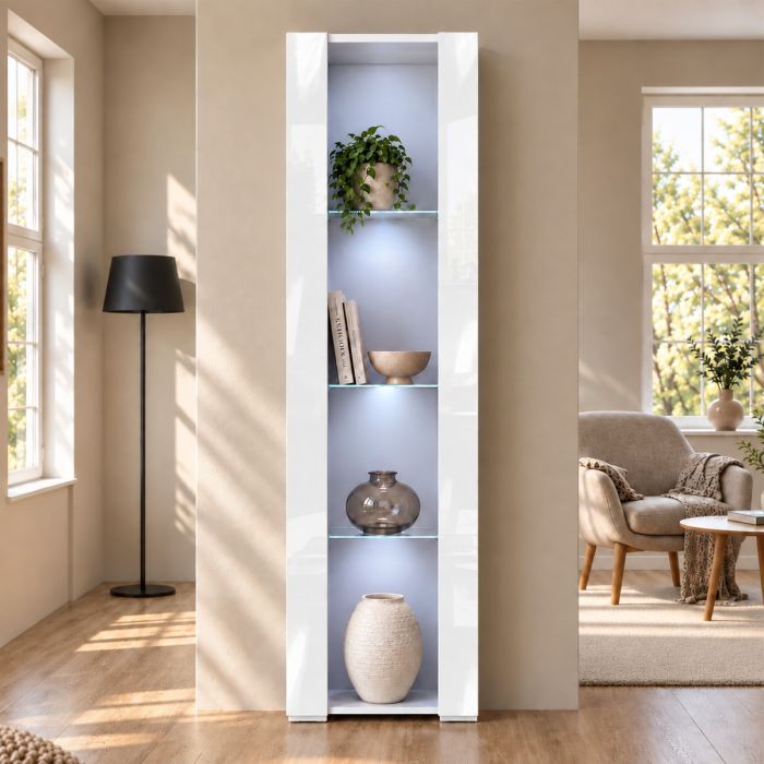 Vitrina Blanca 40x170 cm con patas 2 cm Nora V5