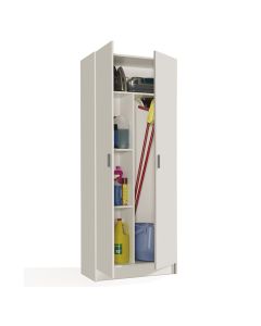 Armario multiusos escobero 2 puertas modelo Benicarlo en color blanco