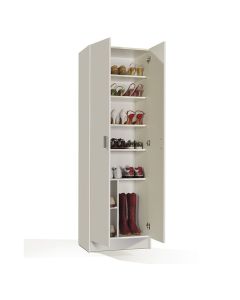 Armario multiusos 2 puertas + 7 estantes modelo Benicarlo en color blanco