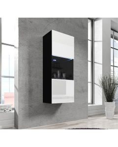 Vitrina Colgante modelo Nora V3 (40x126cm) en color negro con blanco
