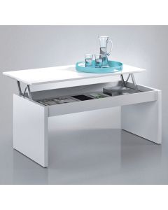Mesa de centro elevable modelo Albaida en color blanco brillo