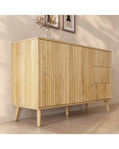 Aparador Acanalado Renzo L de 2 Puertas y Cajonera - Roble Alba
