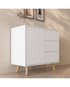  Aparador Acanalado Renzo M de 1 Puerta y Cajonera - Blanco