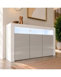 Aparador modelo Aker color blanco y gris brillo