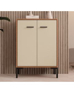 Aparador pequeño color Nogal Ambar y Beige 84 cm Lander L15