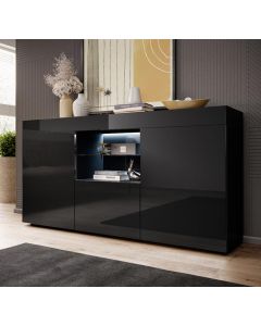 Aparador modelo Sefora color negro brillo 135x72cm.