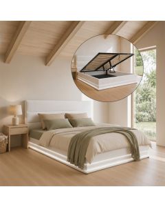 Cama de matrimonio con canapé Nitas en color blanco (180x200cm)
