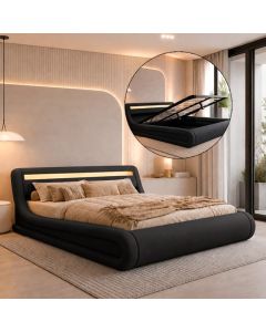 Cama de matrimonio con canapé Rodas en color negro (180x200cm)