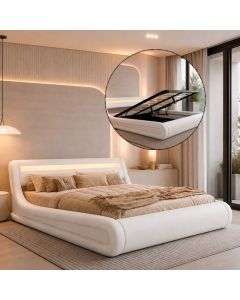 Cama de matrimonio con canapé Rodas en color blanco (150x190cm)