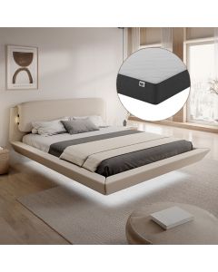 Cama de matrimonio flotante Diana con colchón en color beige (150x190cm)