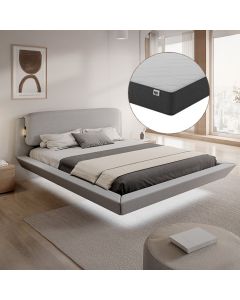 Cama de matrimonio flotante Diana con colchón en color gris (160x200cm)