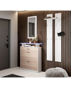 Conjunto de Recibidor zapatero con espejo y perchero Paola blanco 