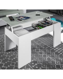 Mesa de centro elevable modelo Cocentaina en color blanco y gris cemento