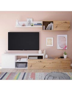 Mueble de salón modelo Budapest en color roble y blanco