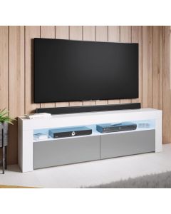 Mueble TV modelo Aker (140x50,5cm) color blanco y gris