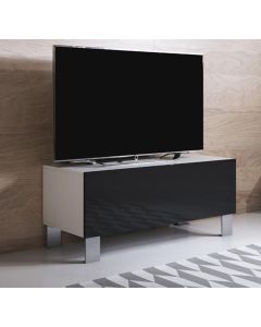 Mueble TV modelo Luke H1 (100x42cm) color blanco y negro con patas de aluminio