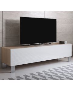 Mueble TV modelo Luke H2 (160x42cm) color sonoma y blanco con patas de aluminio