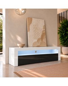 Mueble TV modelo Aker (140x50,5cm) color blanco y Negro